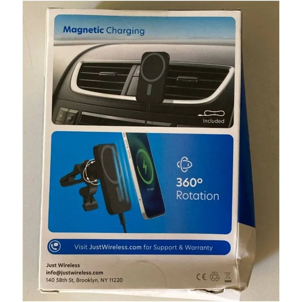 Just Wireless Magnetic Charging for MagSafe Charger Car Mount Black